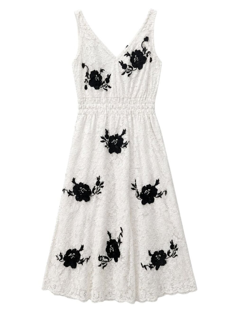 Topshop White Lace Floral Embroidered Midi Dress V-Neck US 4 UK 8 Bridal